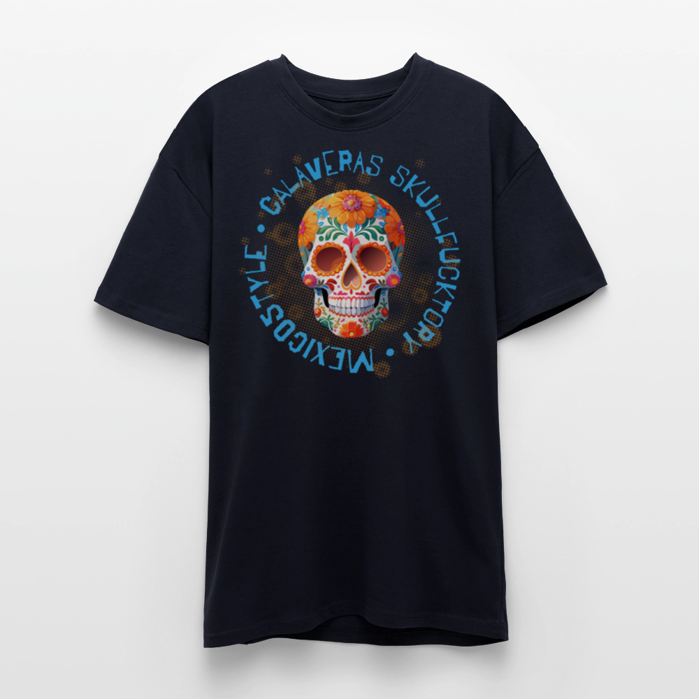 Heavy Oversize T-Shirt mit CALAVERAS SKULL PRINT - French Navy