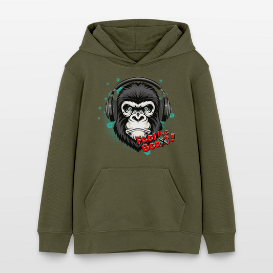 MNJS TEENS Bio-Hoodie mit FEEL THE BEA(S)T PRINT - Khaki