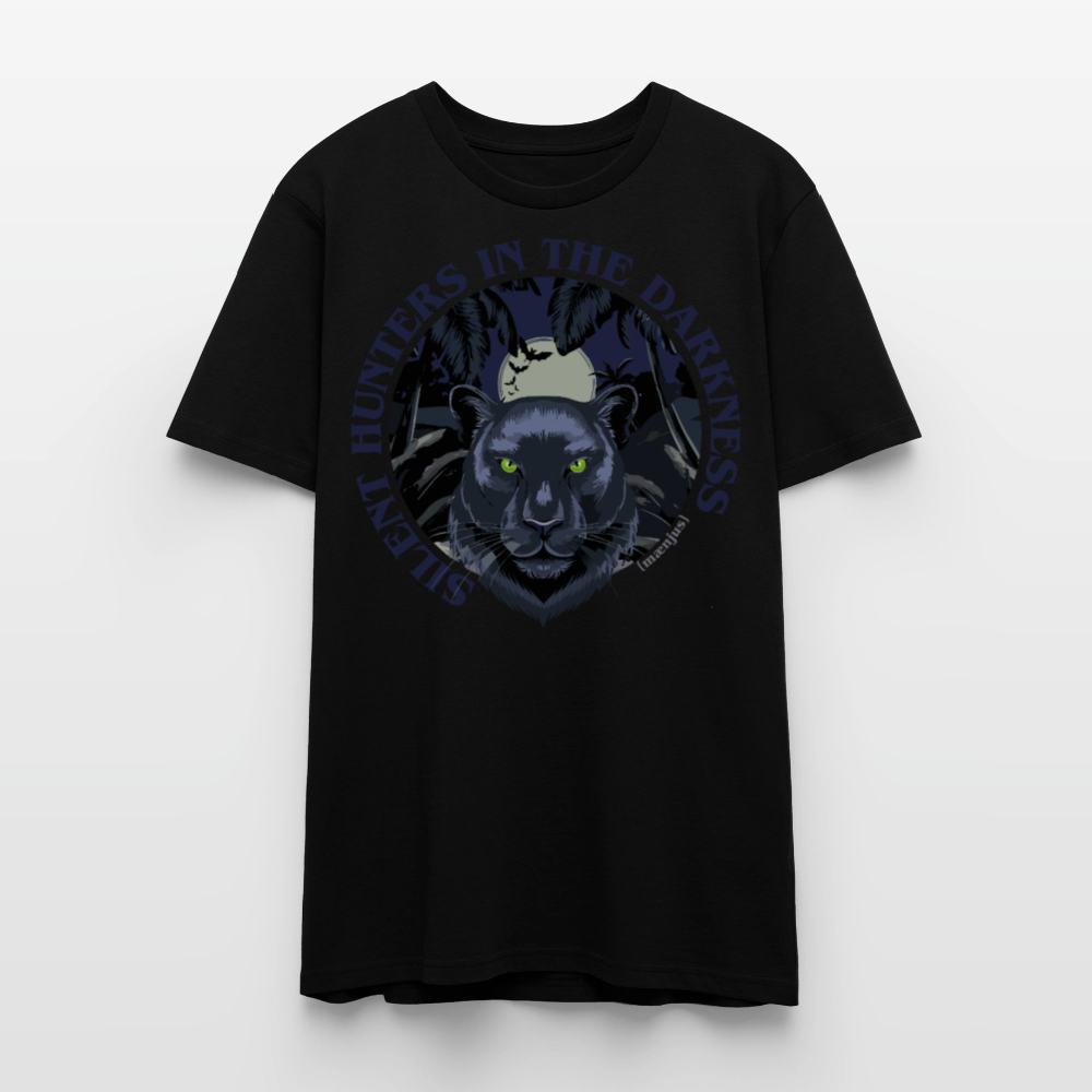 Unisex T-Shirt mit SILENT HUNTERS IN THE DARKNESS PRINT Vorderseite - Schwarz