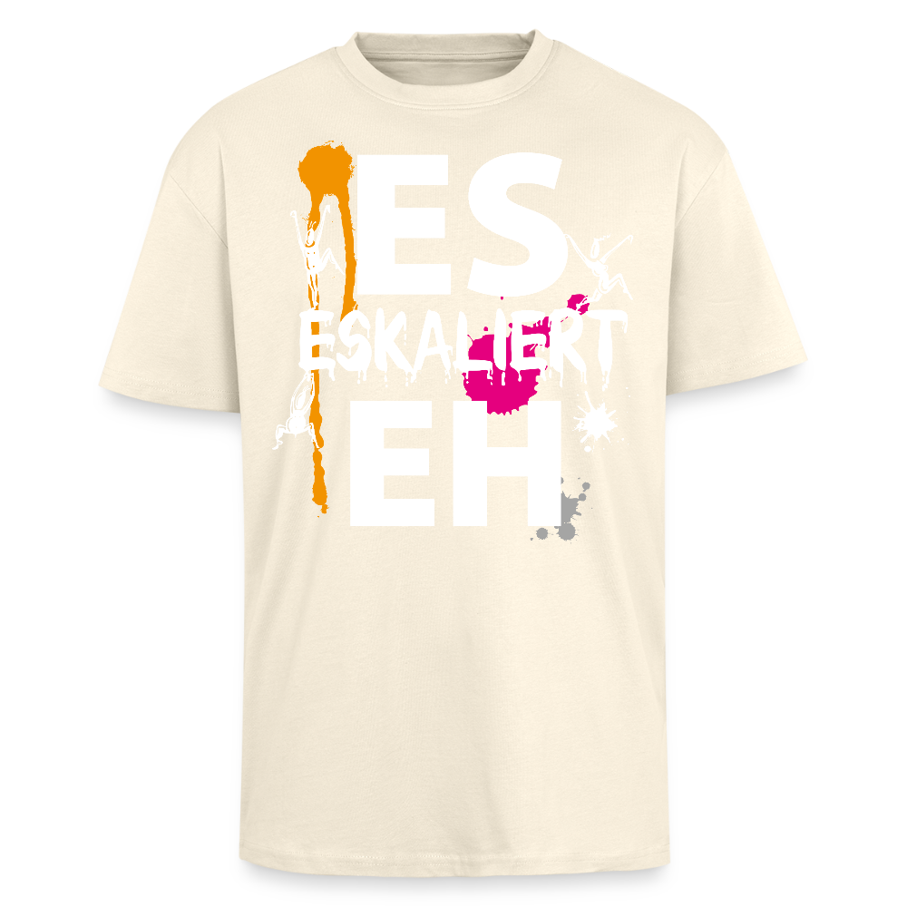 Heavy Oversize T-Shirt mit ES ESKALIERT EH PRINT - Creme
