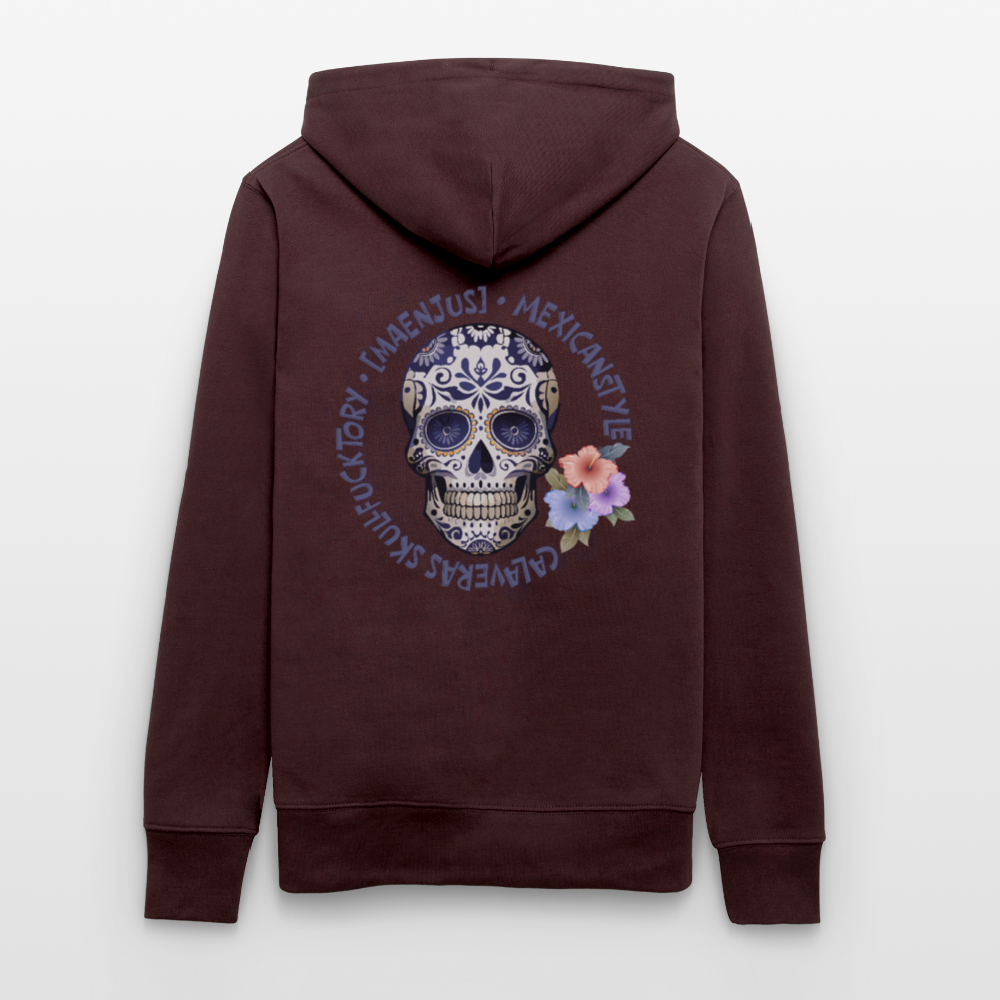 Unisex Hoodie mit MAENJUS MEXICANSTYLE PRINT Vorder- und Rückseite - Maroon