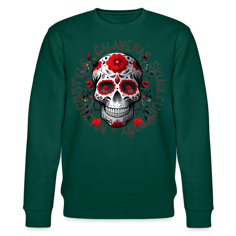 Unisex Bio-Sweatshirt mit CALAVERAS SKULL PRINT - Forest