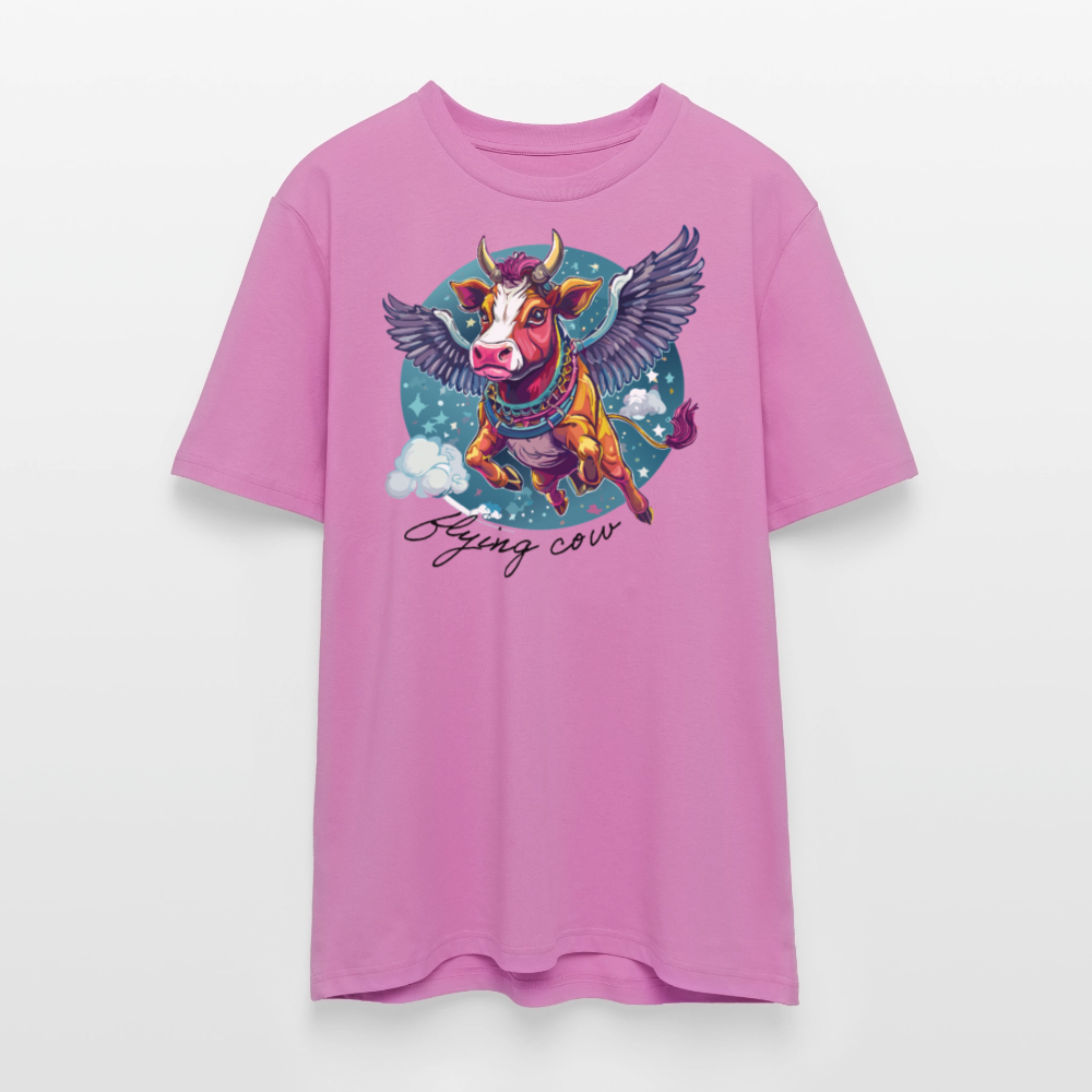 Unisex Bio-T-Shirt mit Flying Cow Print Vorderseite - Pink
