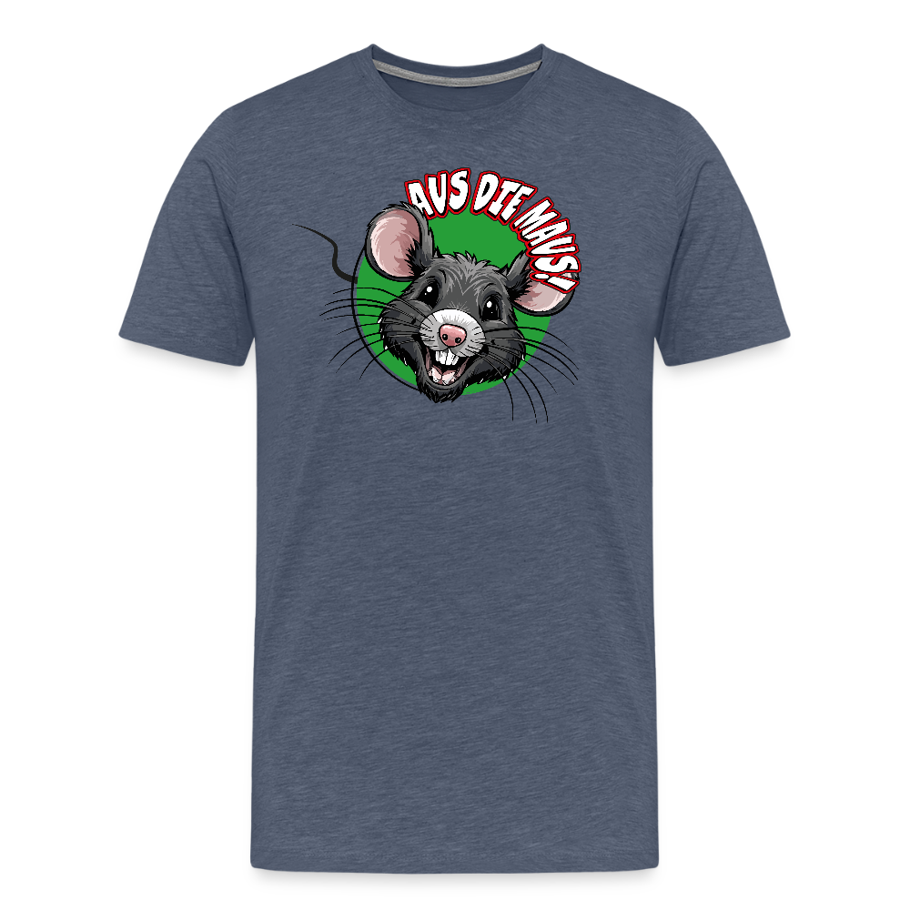 Männer Premium T-Shirt mit AUS DIE MAUS PRINT - Blau meliert