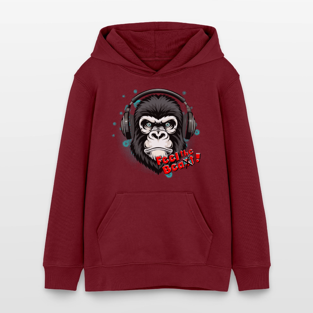 MNJS TEENS Bio-Hoodie mit FEEL THE BEAST PRINT - Burgunderrot