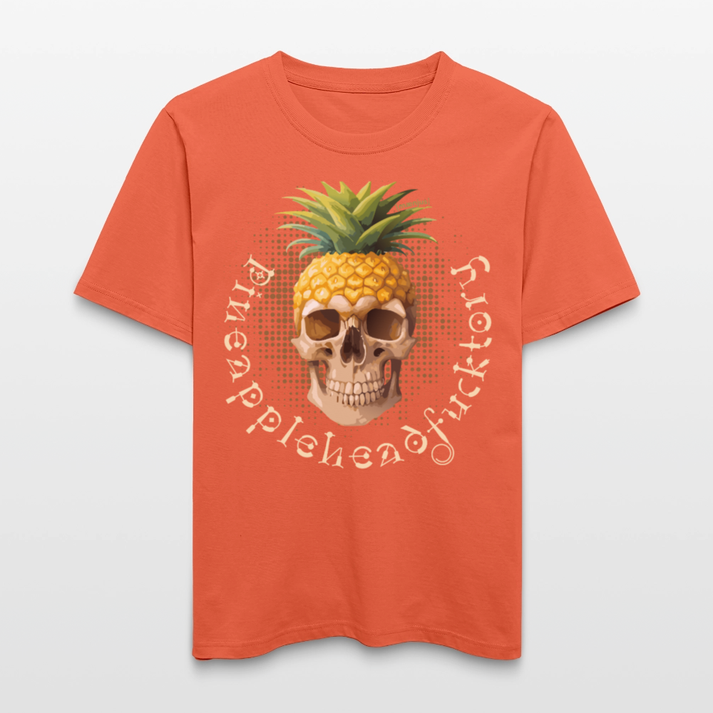 Relaxed Fit Unisex Bio-T-Shirt mit PINEAPPLE SKULL PRINT Vorderseite - Hellrot