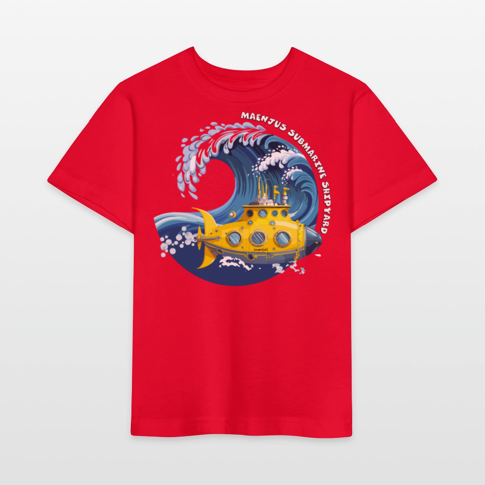 MNJS KIDS Bio T-Shirt mit SUBMARINE SHIPYARD PRINT - Rot