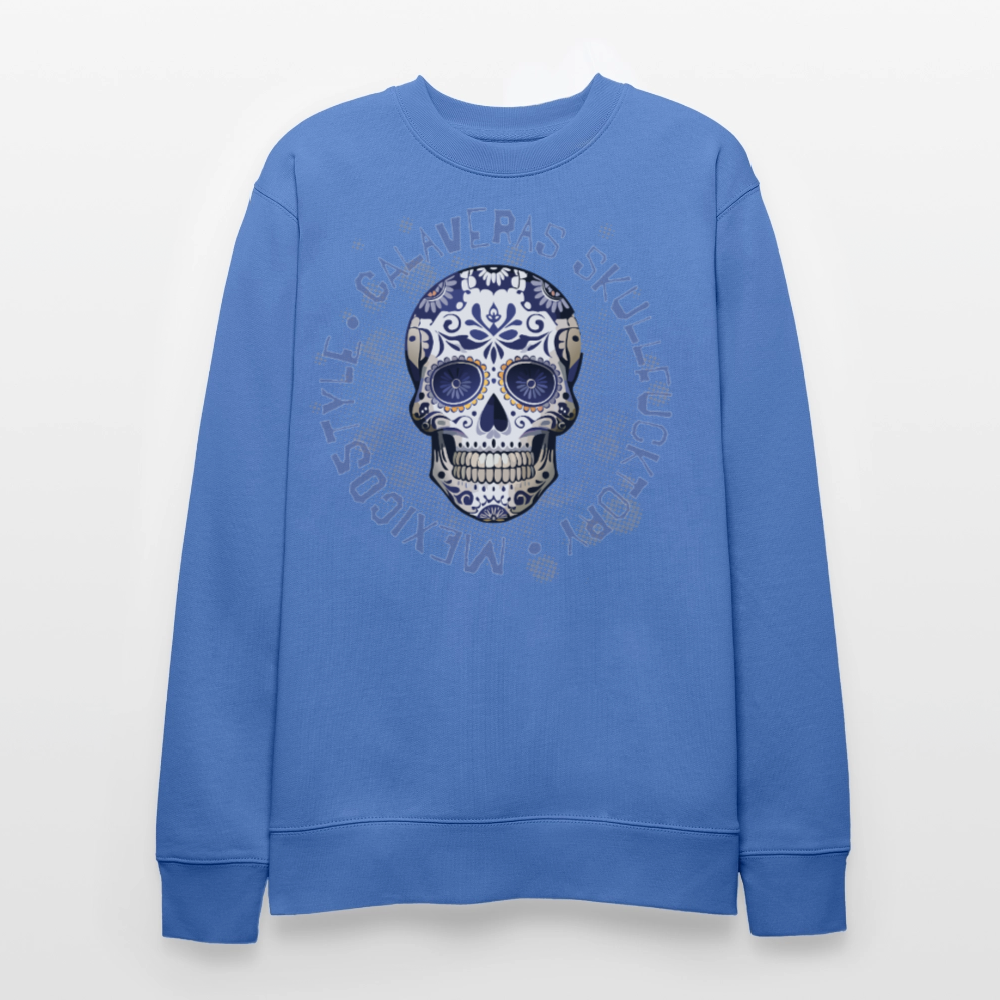 Unisex Bio-Sweatshirt mit CALAVERAS SKULL PRINT - Blau