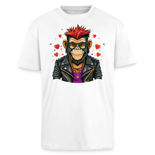 Heavy Oversize T-Shirt mit MONKEY IN LOVE PRINT - Weiß