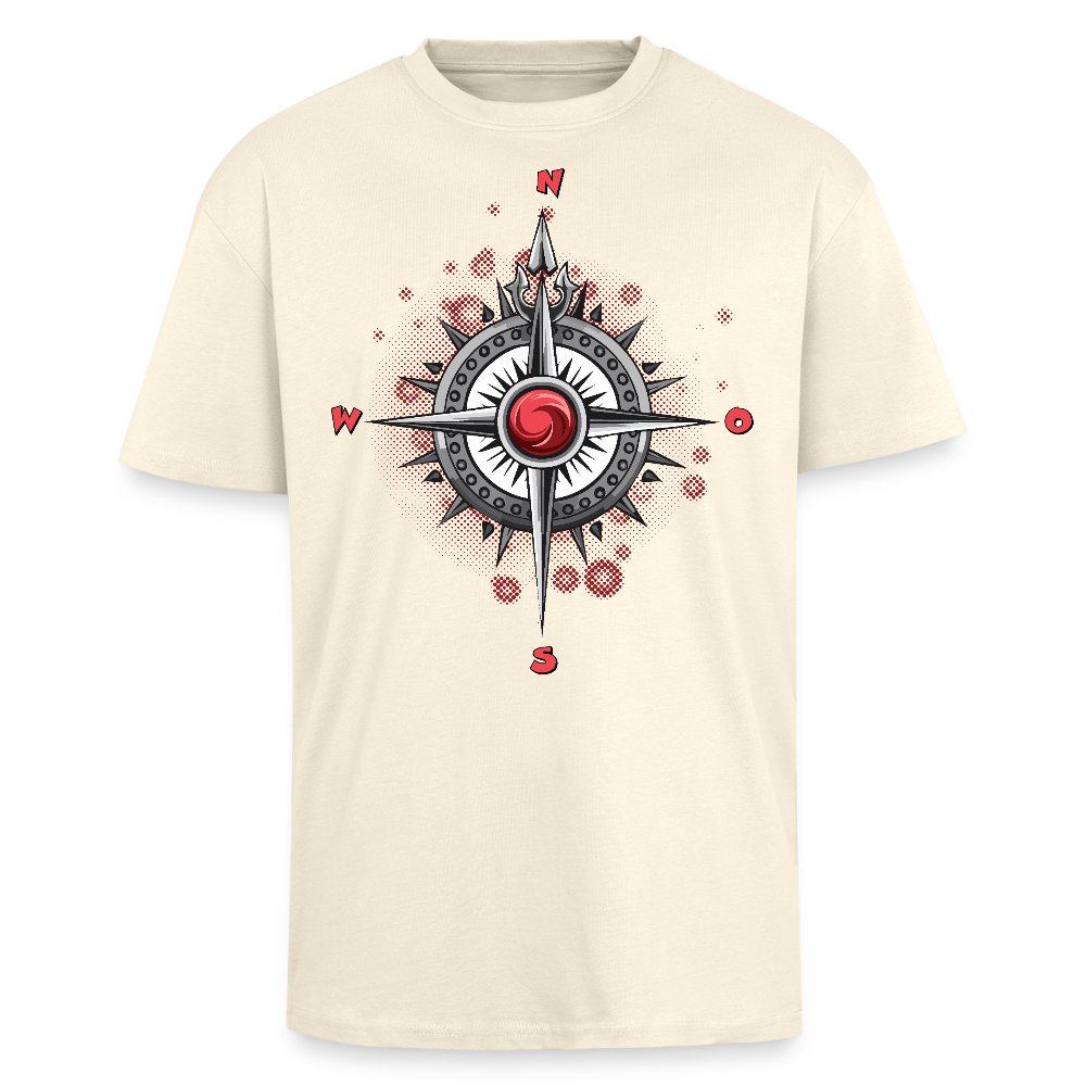 Heavy Oversize T-Shirt mit WINDROSE PRINT - Creme