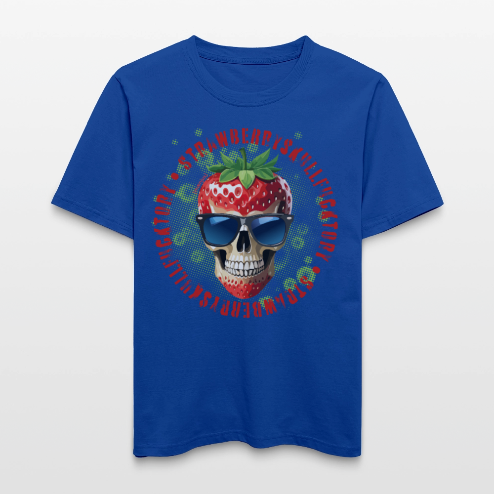 Relaxed Fit Unisex Bio-T-Shirt mit STRAWBERRY SKULL PRINT Vorderseite - Dunkelblau