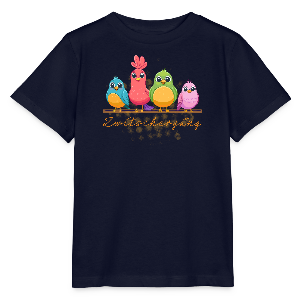 Kinder T-Shirt MINI mit Zwitschergäng Print - Navy