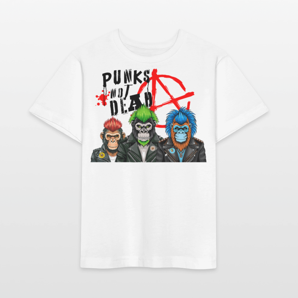 MNJS KIDS Bio T-Shirt mit PUNKS NOT DEAD PRINT - Weiß