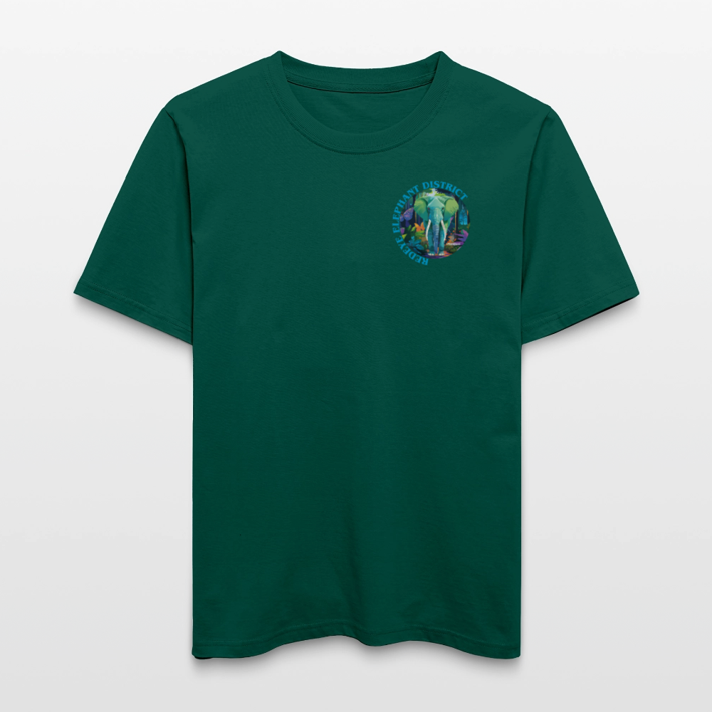 Relaxed Fit Unisex Bio-T-Shirt mit REDEYE ELEPHANT DISTRICT PRINT Vorder- und Rückseite - Forest