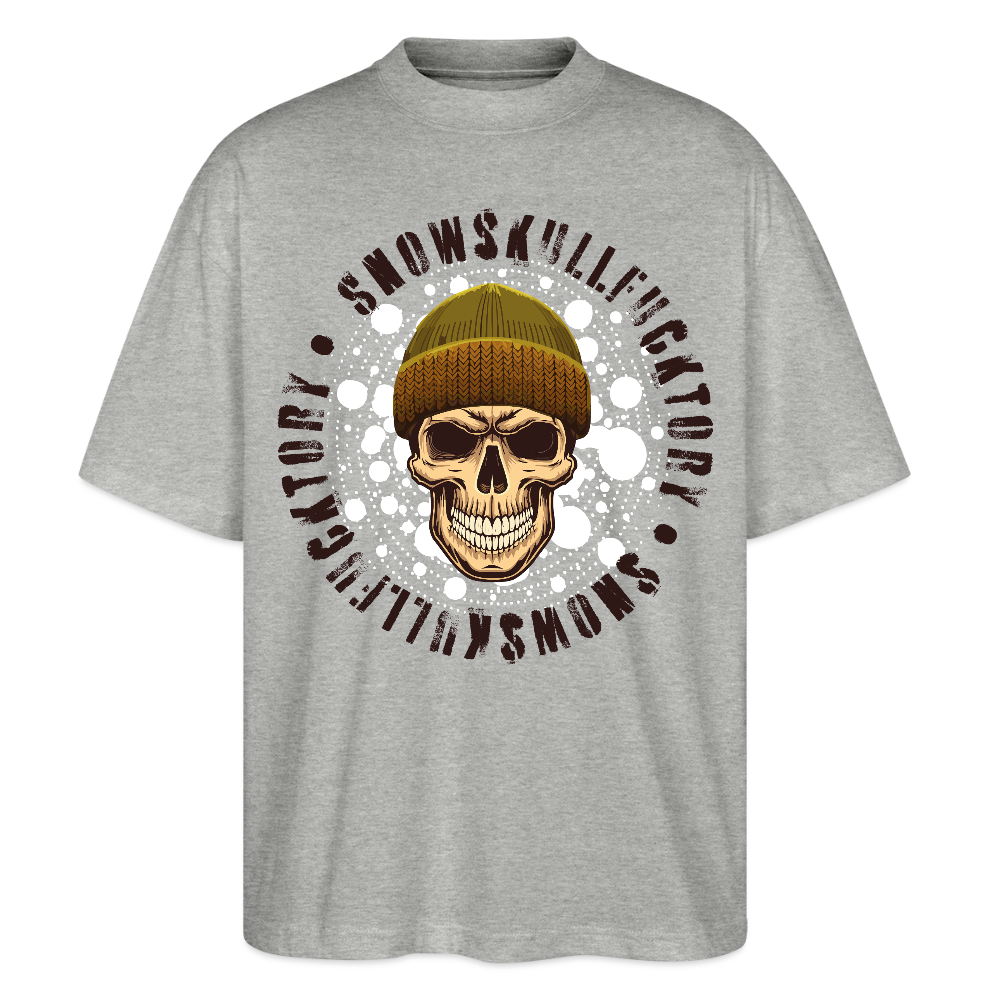 Oversized Unisex T-Shirt mit SNOWSKULL PRINT - Grau meliert