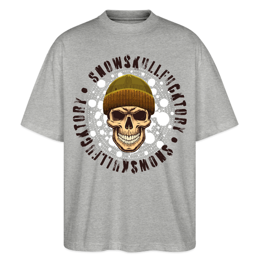 Oversized Unisex T-Shirt mit SNOWSKULL PRINT - Grau meliert