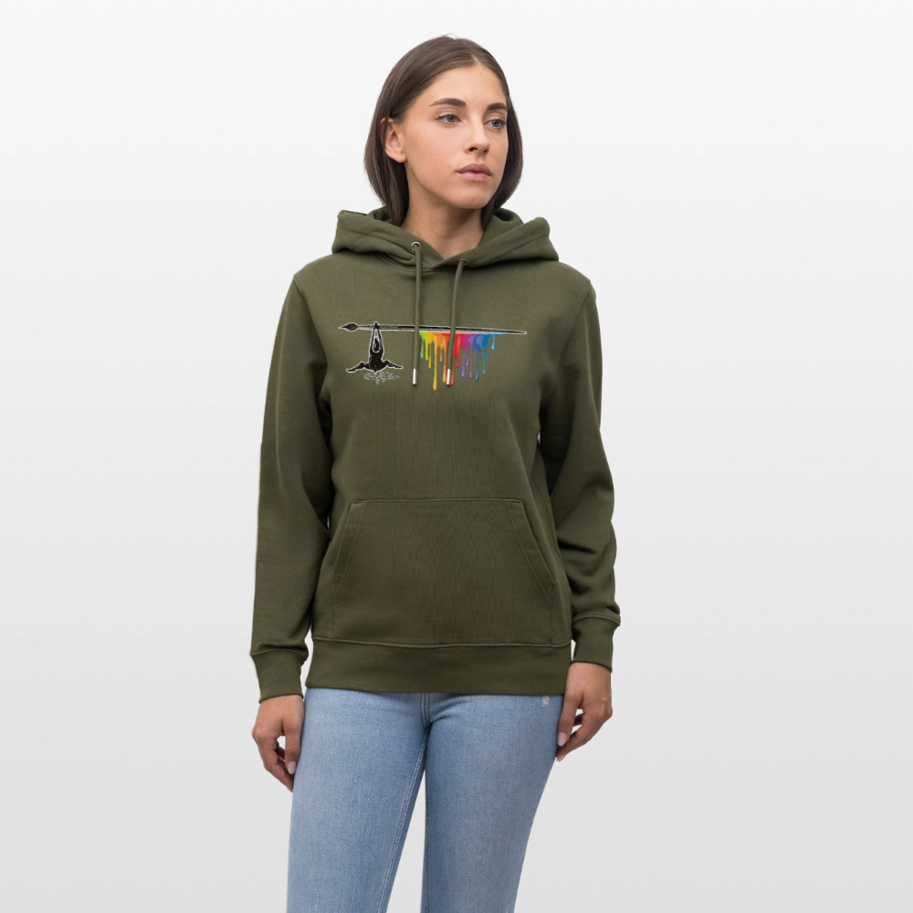 Unisex Hoodie mit TUSCHEMÄNNCHEN PRINT - Khaki Grün