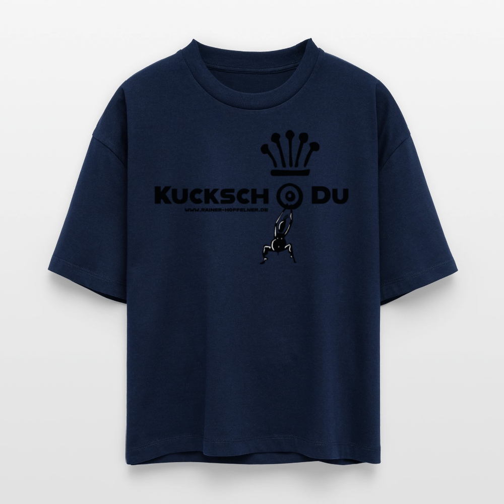 Frauen Boxy Bio-T-Shirt mit KUCKSCH DU PRINT - Navy