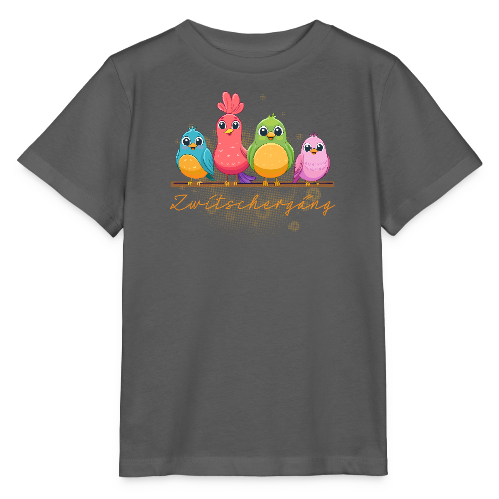 Kinder T-Shirt MINI mit Zwitschergäng Print - Anthrazit
