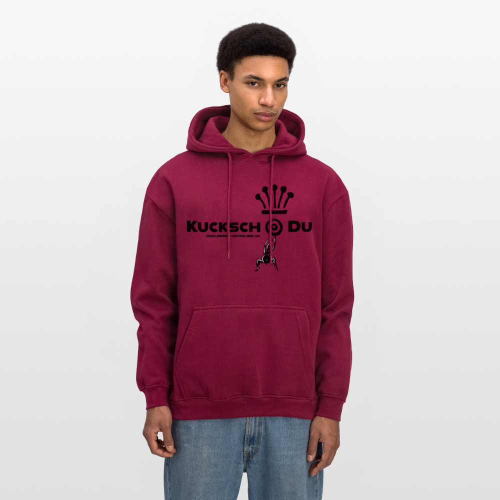 Oversized Unisex Hoodie mit KUCKSCH DU PRINT - Burgunderrot