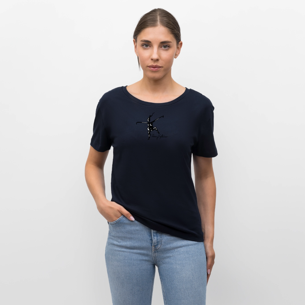 Relaxed Rundhals Frauen Bio-T-Shirt mit TUSCHEWEIBCHEN PRINT - Navy