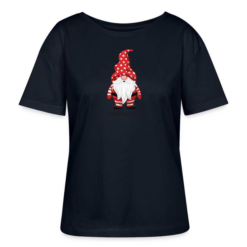 Rundhals Frauen Bio-T-Shirt mit SCHROTTWICHTEL PRINT - Navy