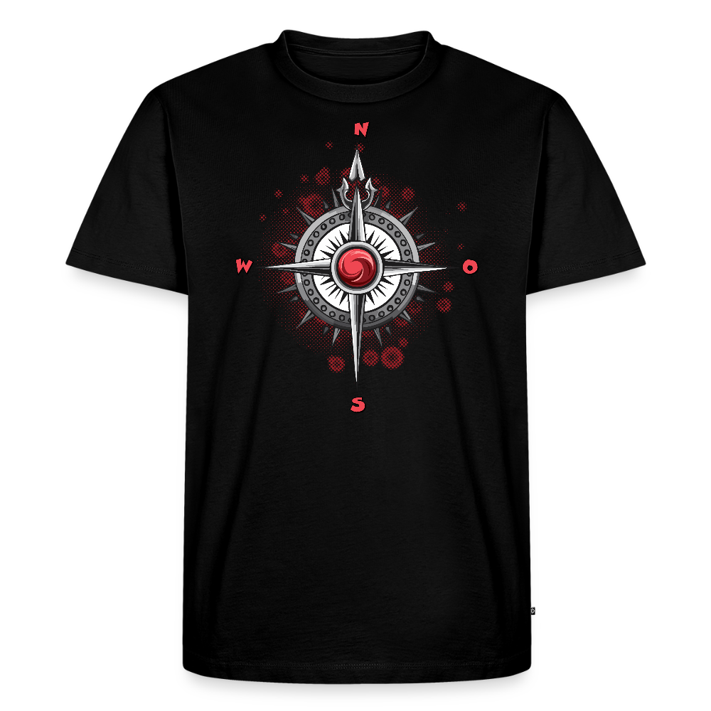 Männer Premium T-Shirt mit WINDROSE PRINT - Schwarz