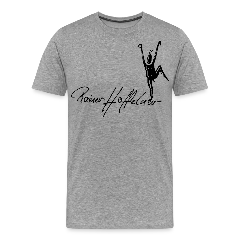 Männer Premium T-Shirt mit TUSCHEMÄNNCHEN PRINT - Grau meliert