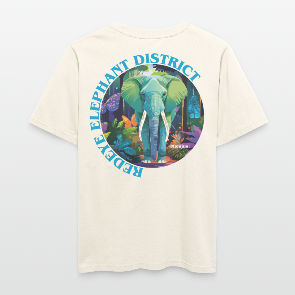 Relaxed Fit Unisex Bio-T-Shirt mit REDEYE ELEPHANT DISTRICT PRINT Vorder- und Rückseite - Naturweiß