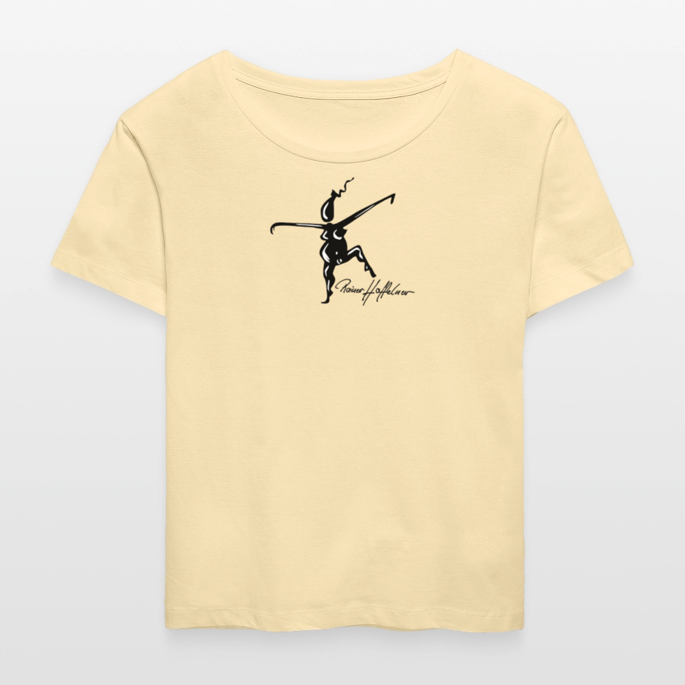 Relaxed Rundhals Frauen Bio-T-Shirt mit TUSCHEWEIBCHEN PRINT - Creme