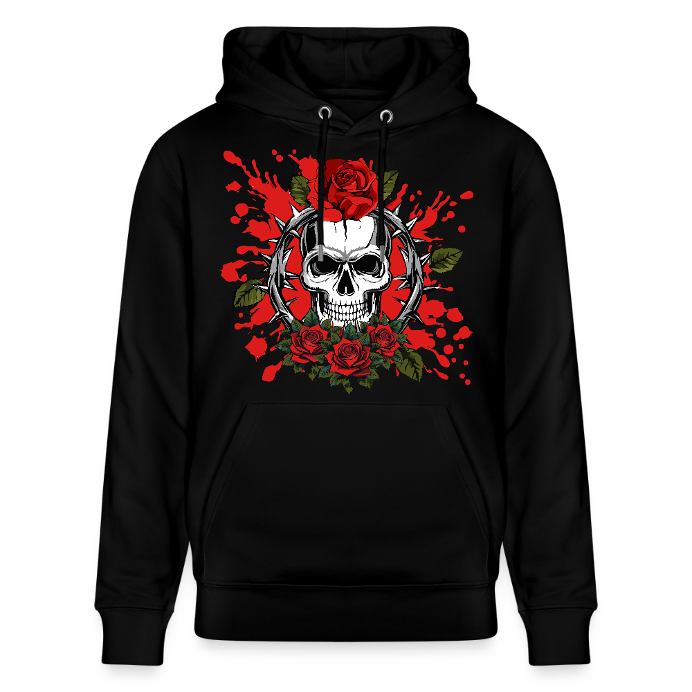 Unisex Hoodie mit ROSENSKULL PRINT - Schwarz