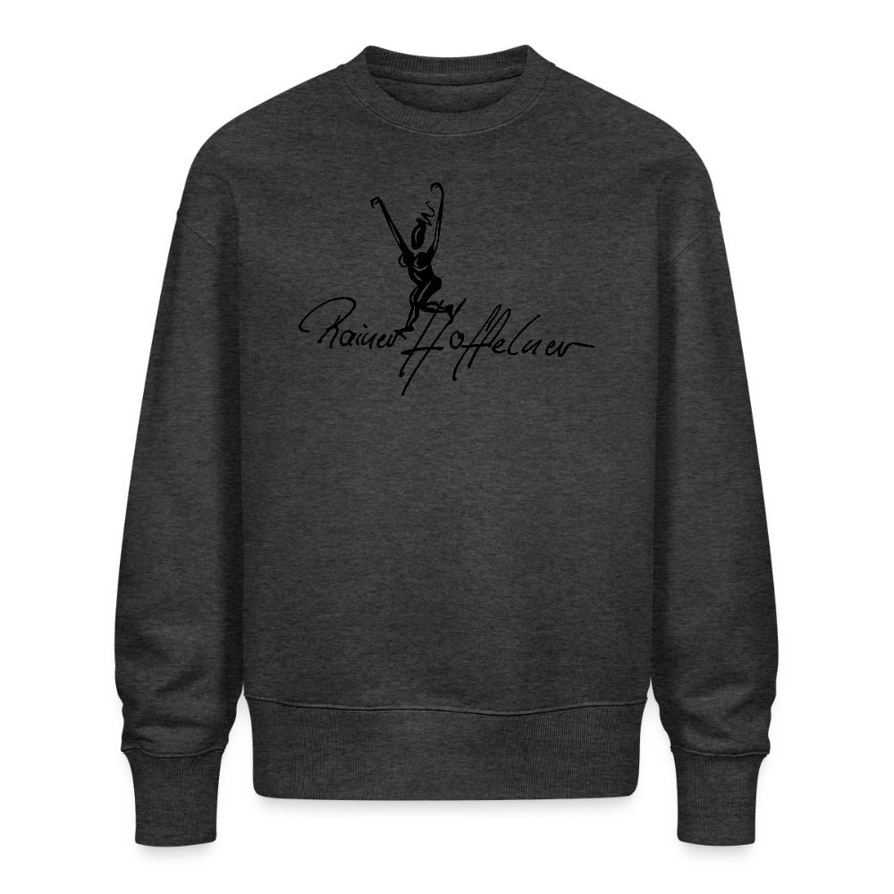 Unisex Oversize Bio Pullover mit TUSCHEWEIBCHEN PRINT - Dunkelgrau meliert