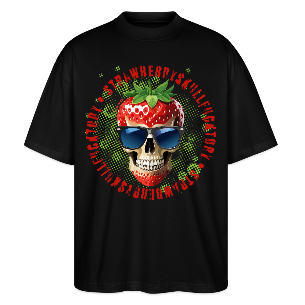 Oversized Unisex T-Shirt mit STRAWBERRY SKULL PRINT - Schwarz