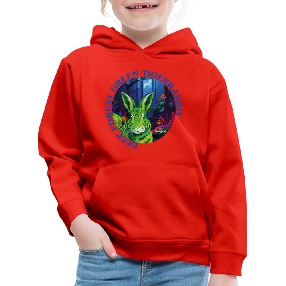 MNJS KIDS Premium Hoodie mit DEEP FOREST GREEN TIGERRABBIT PRINT - Rot