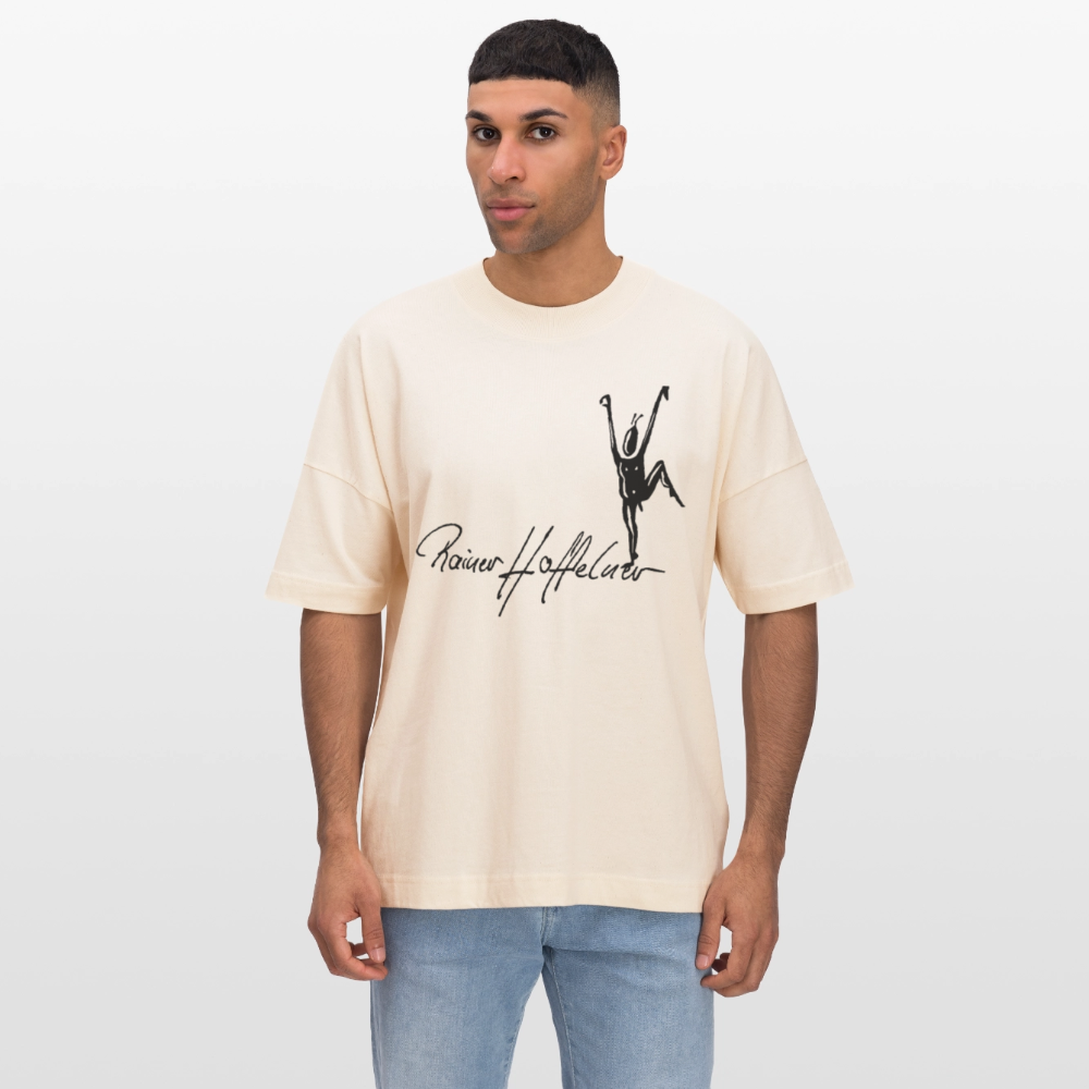 Oversized Unisex T-Shirt mit TUSCHEMÄNNCHEN PRINT - Weißgrau