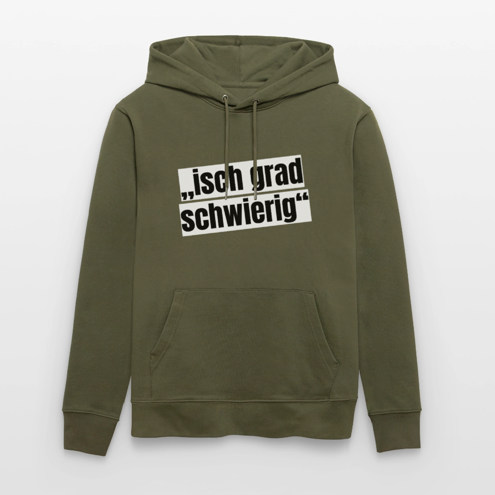 Unisex Hoodie mit ISCH GRAD SCHWIERIG PRINT - Khaki Grün
