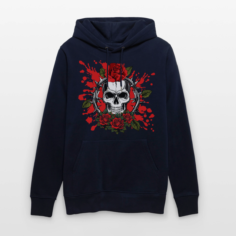 Unisex Hoodie mit ROSENSKULL PRINT - Navy