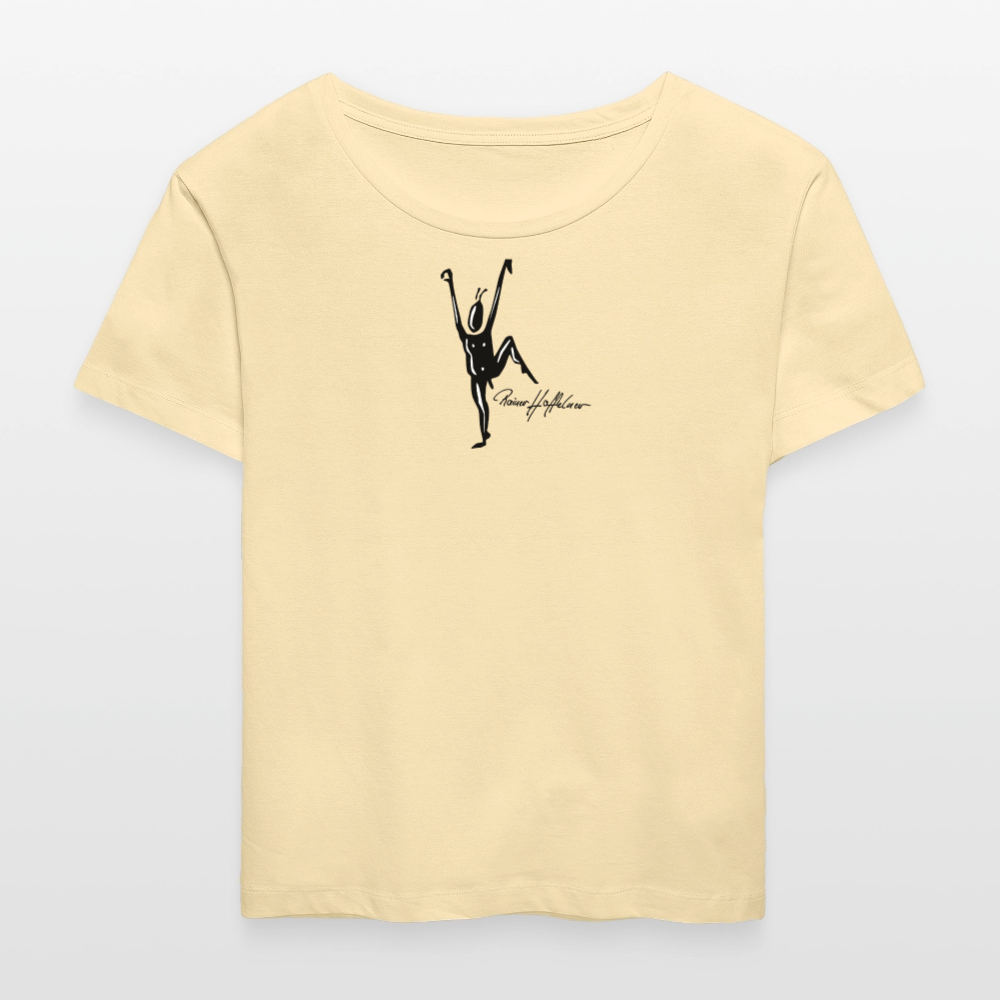 Relaxed Rundhals Frauen Bio-T-Shirt mit TUSCHEMÄNNCHEN PRINT - Creme