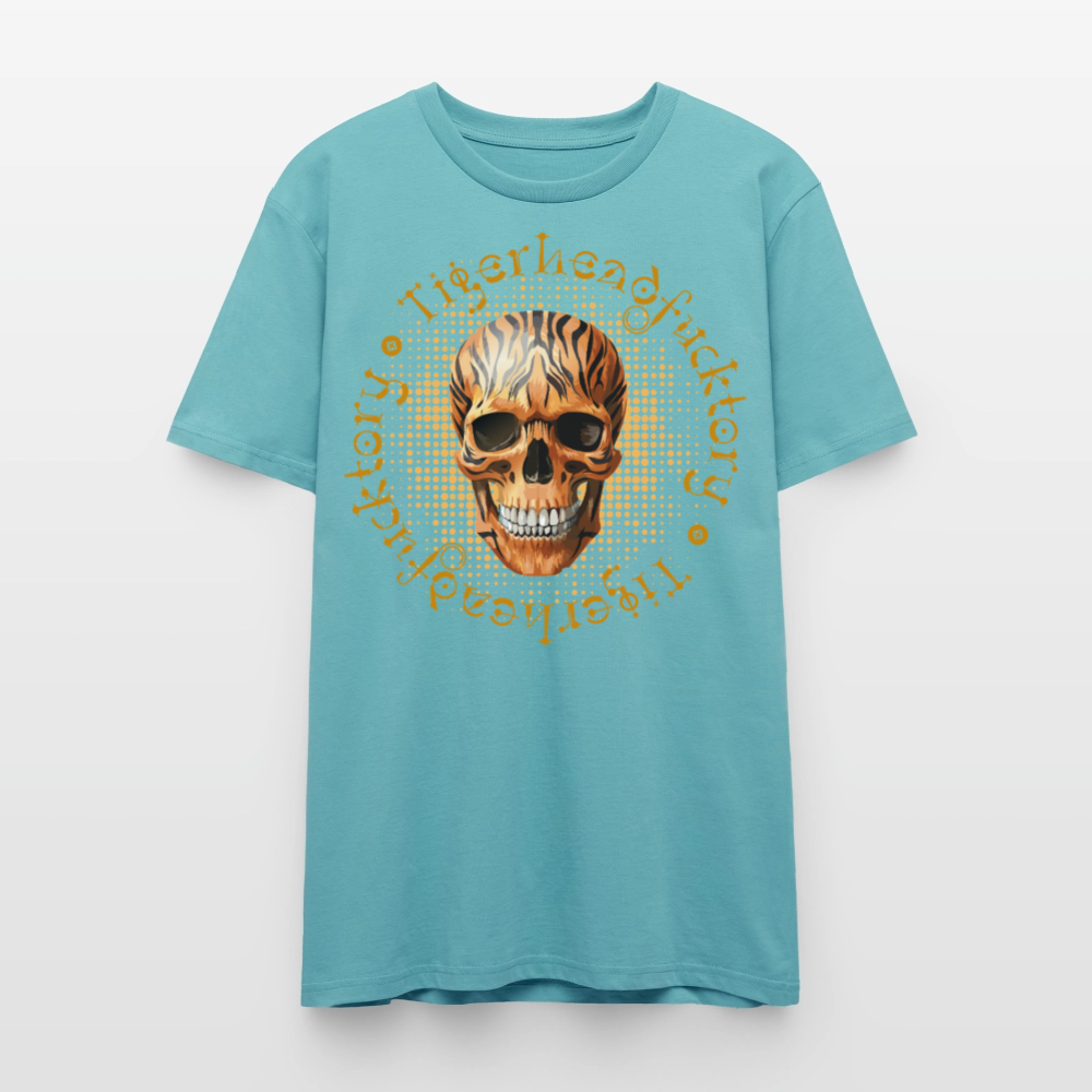 Unisex T-Shirt mit TIGERHEAD SKULL PRINT Vorderseite - Pastelltürkis
