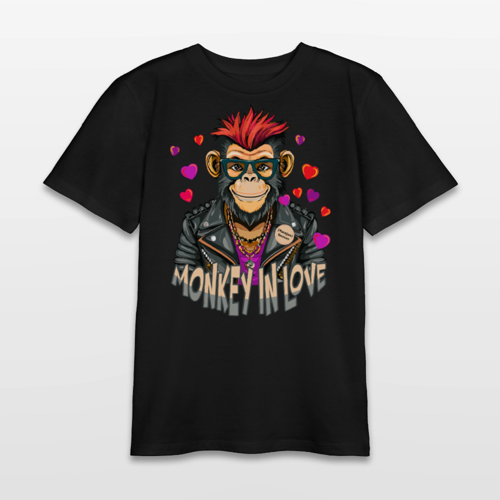 MNJS TEENS Bio T-Shirt mit MONKEY IN LOVE PRINT - Schwarz