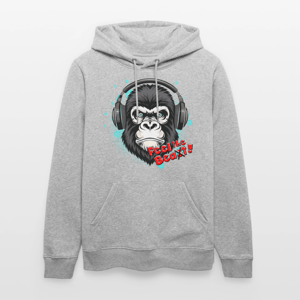 Unisex Hoodie mit FEEL THE BEA(S)T PRINT - Grau meliert