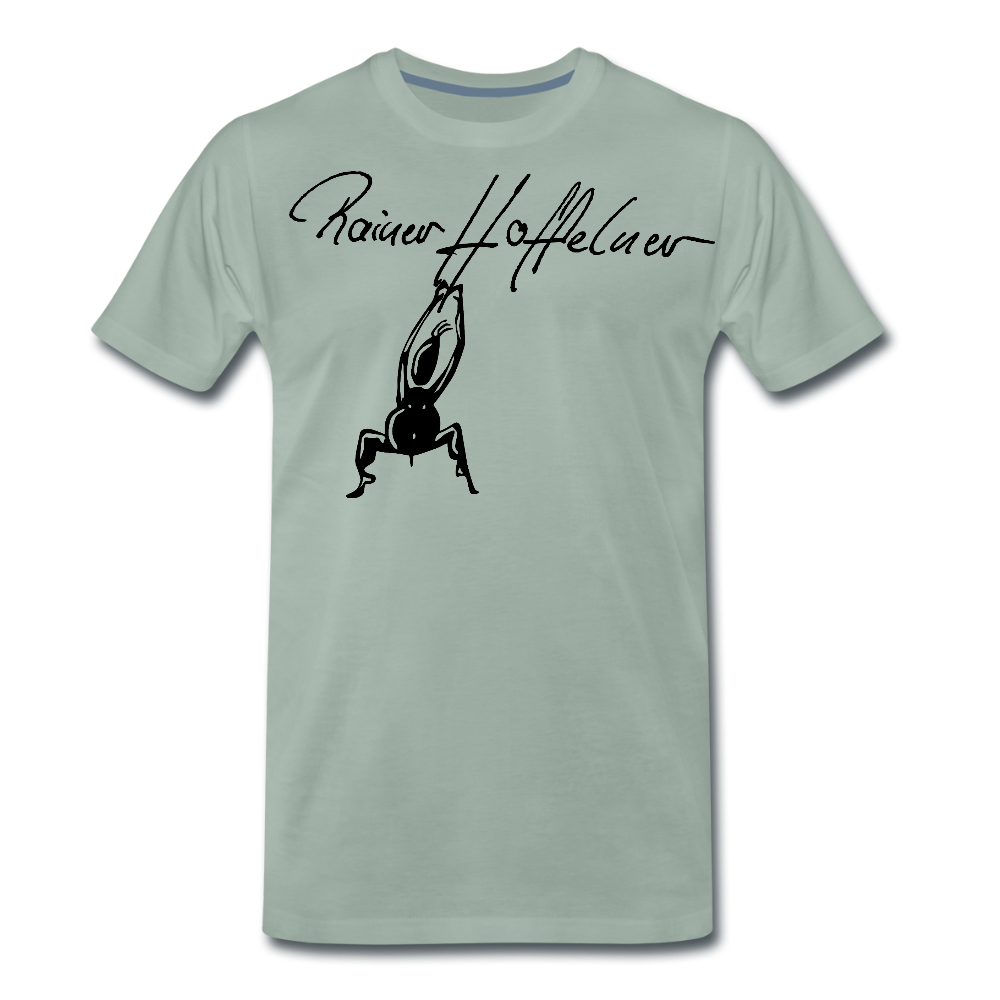 Männer Premium T-Shirt mit TUSCHEMÄNNCHEN PRINT - Graugrün