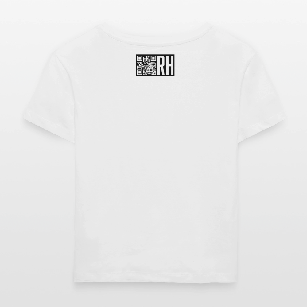 Relaxed Rundhals Frauen Bio-T-Shirt mit MAENJUS NETWORK FASHION PRINT - Weiß