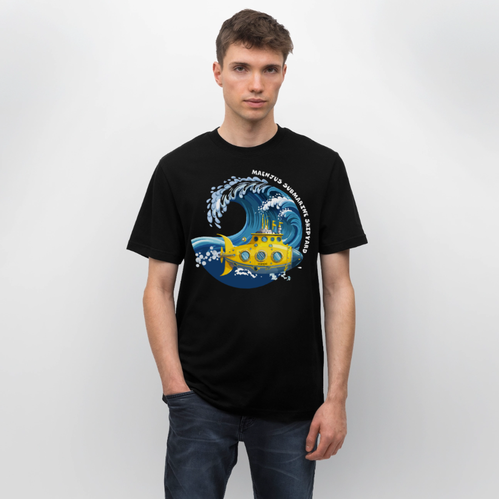 Unisex Bio-T-Shirt mit MAENJUS SUBMARINE SHIPYARD PRINT Vorderseite - Schwarz