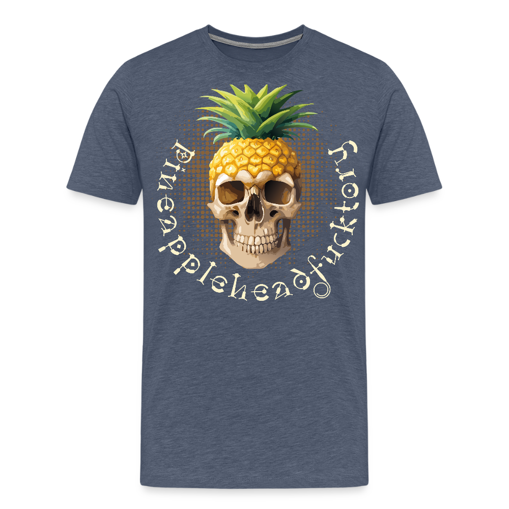 Männer Premium T-Shirt mit PINEAPPLEHEAD SKULL PRINT - Blau meliert