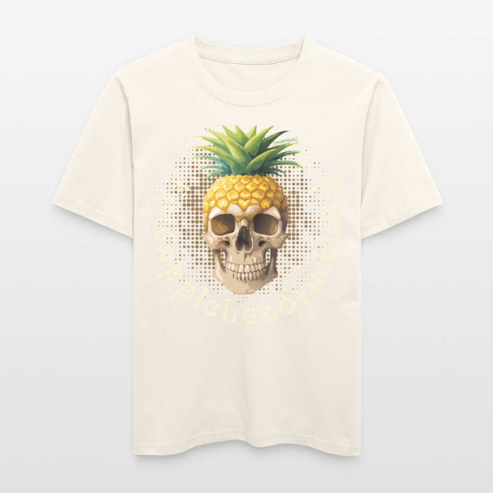 Relaxed Fit Unisex Bio-T-Shirt mit PINEAPPLE SKULL PRINT Vorderseite - Naturweiß