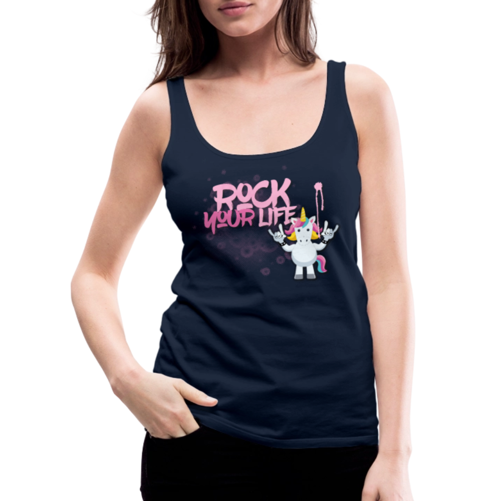 Frauen Premium Tank Top mit ROCK YOUR LIFE PRINT - Navy