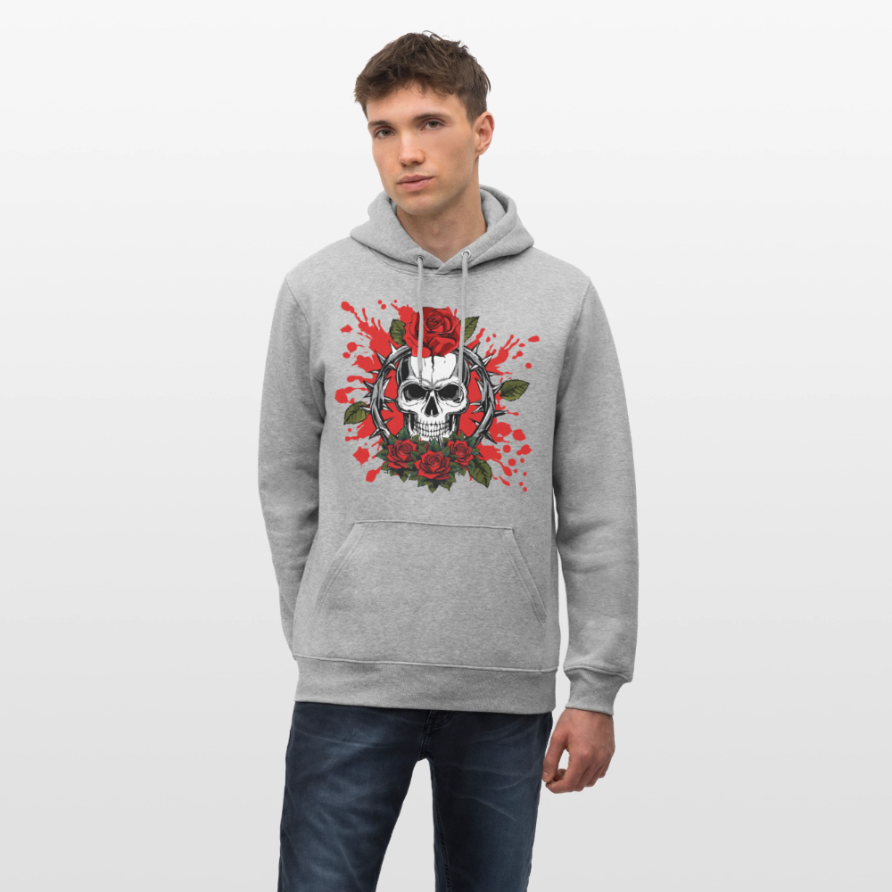 Unisex Hoodie mit ROSENSKULL PRINT - Grau meliert