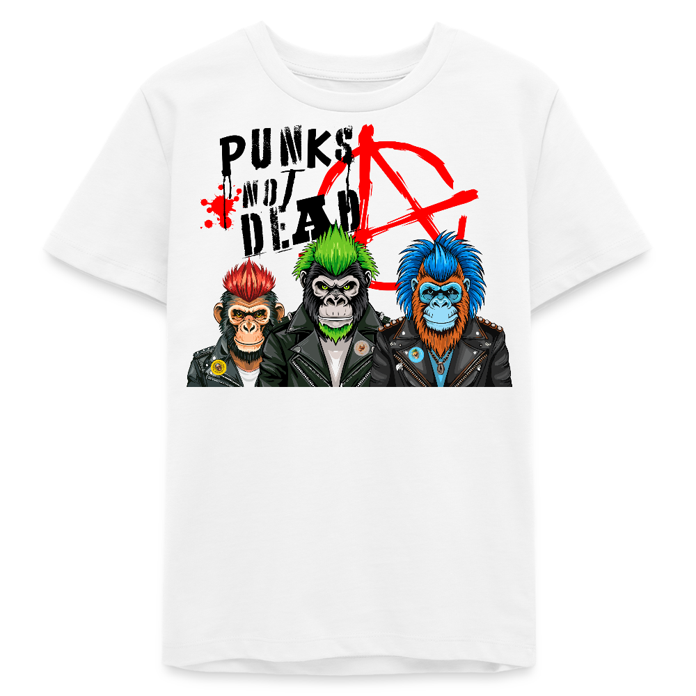 MNJS TEENS Bio T-Shirt mit PUNKS NOT DEAD PRINT - Weiß
