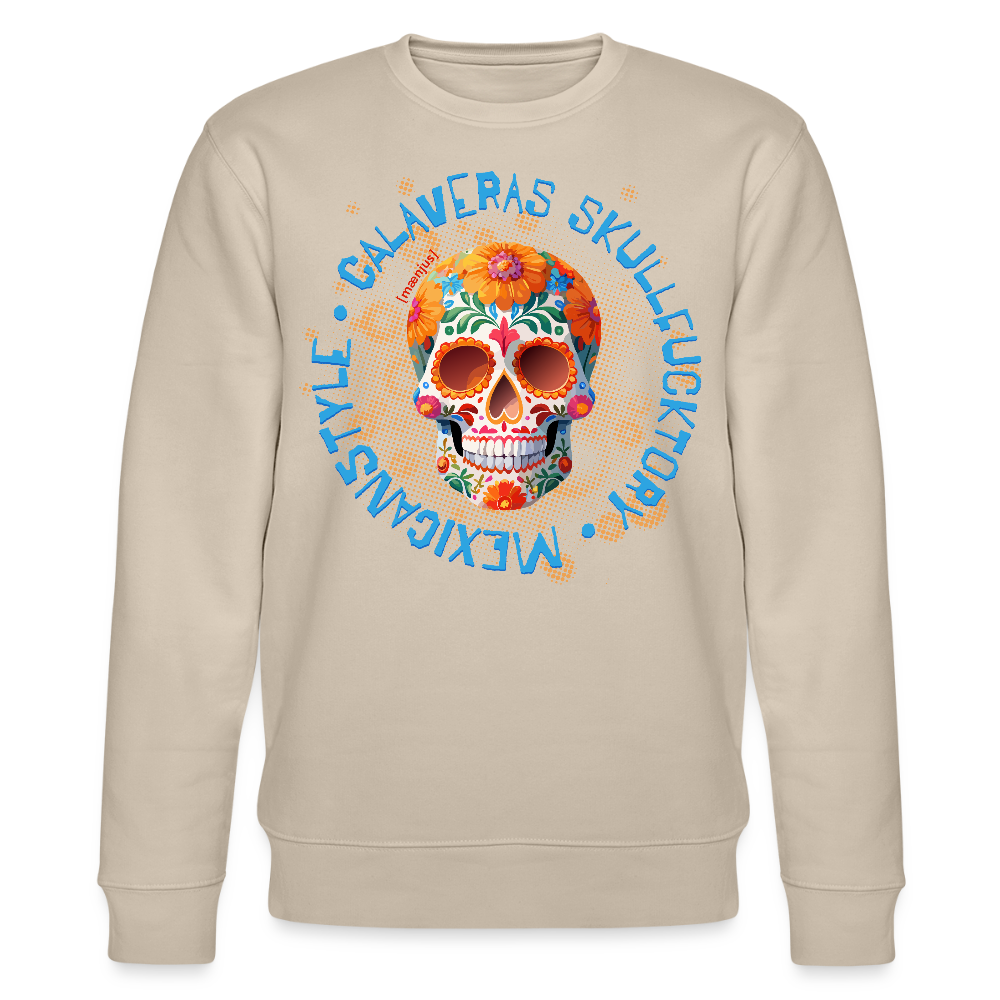 Unisex Bio-Sweatshirt mit CALAVERAS SKULL PRINT - Beige